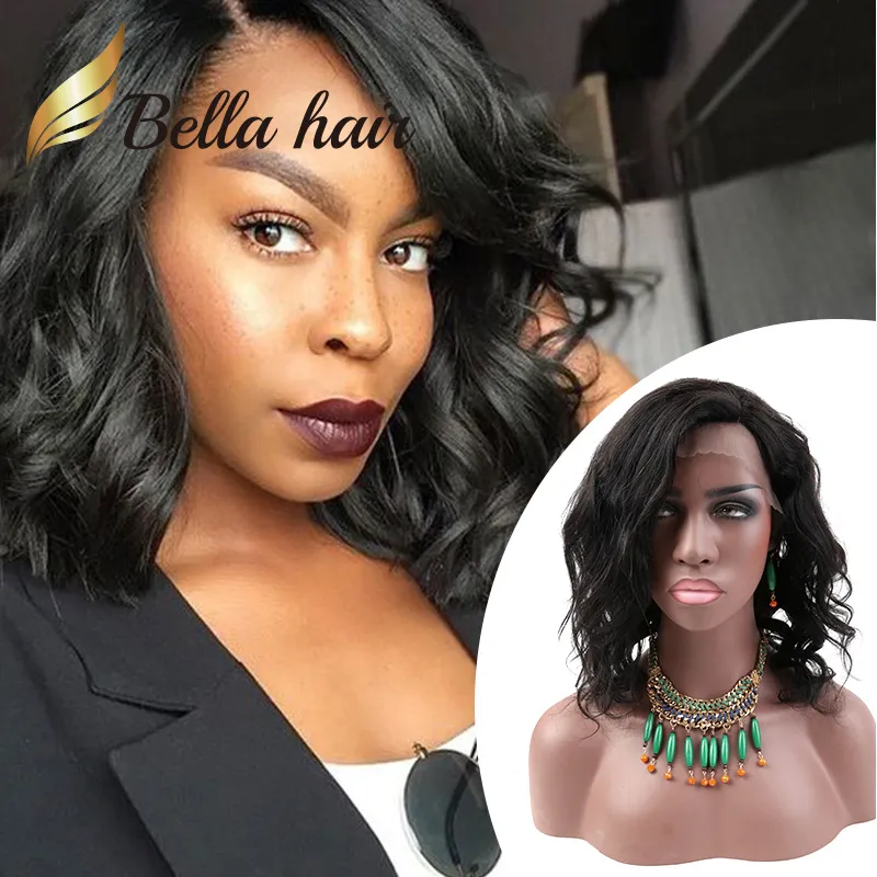 Full Lace Wig Short Cut Wavy Bob Pre Plucked Virgin Human Hair Front Lace Wigs For Black Women Style Deals Natural Color 130% 150% 180%