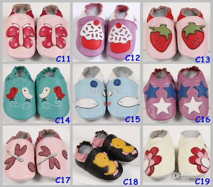 Cuir bébé Soft Sold Sole Chaussures Chaussures Zoo Nouveau-né Chaussures En Cuir Chemin En Cuir Toddler Premier Walker Chaussures