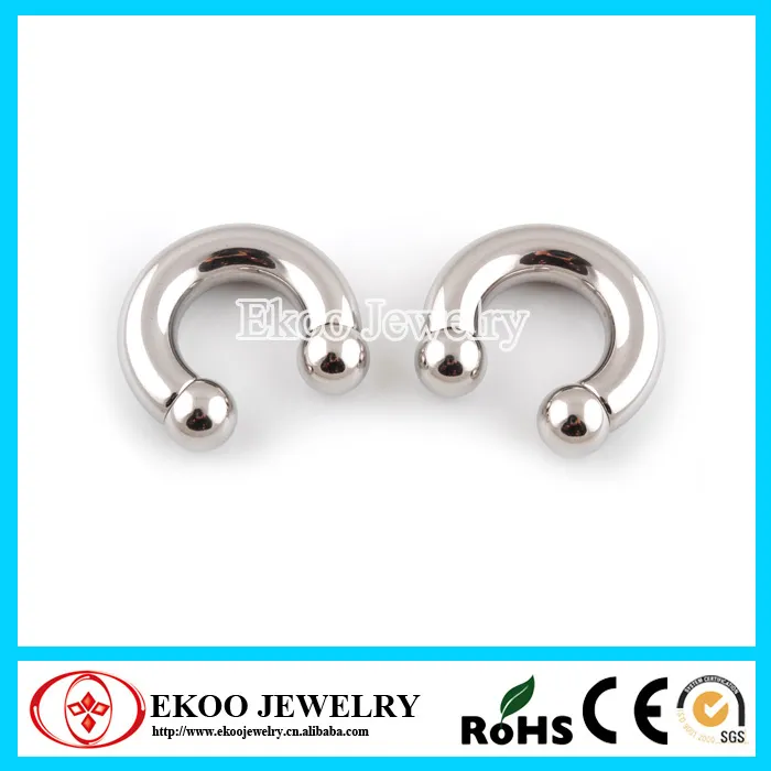 316L Surgical Steel Internally Threaded Horseshoe Lip Rings Big Gauge