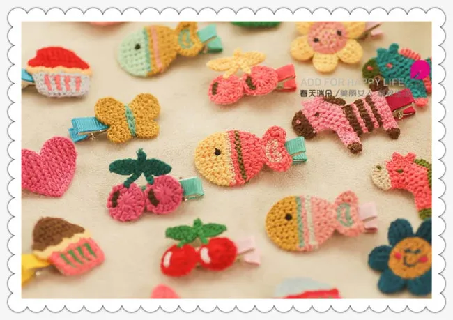 HOT 2020 spring summer little girls Hair Accessories pony children hair pin korean style cute knit cartoon kids hair clip ab1271