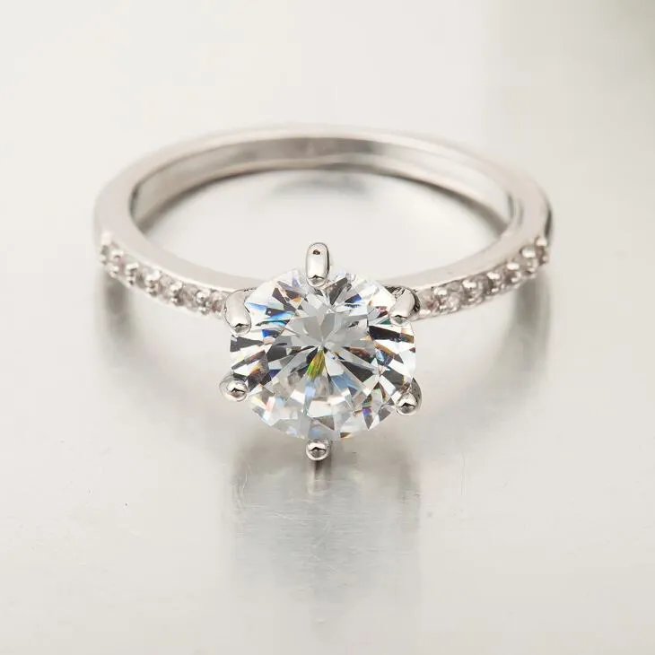 Biżuteria ślubna ślubna Moda Kryształowy Pierścień Kubiczny Cyrkon Ringry Rhinestone Posrebrzany Pierścień Dla Kobiet Biżuteria Party