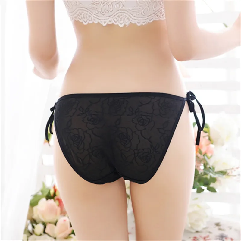 Women Panties Sexy G-String Thongs Intimates Briefs Female Black Lace Nylon Underwear Breathable Chic Lingerie Brief knickers