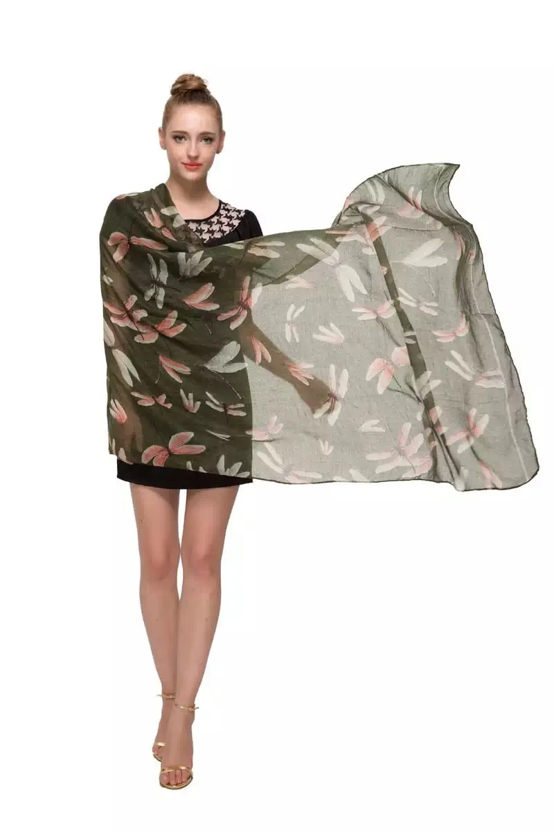 2015 جديد كبير اليعسوب طباعة وشاح شالات النساء الحيوان التفاف والأوشحة الحجاب طويل mufller ، شحن مجاني