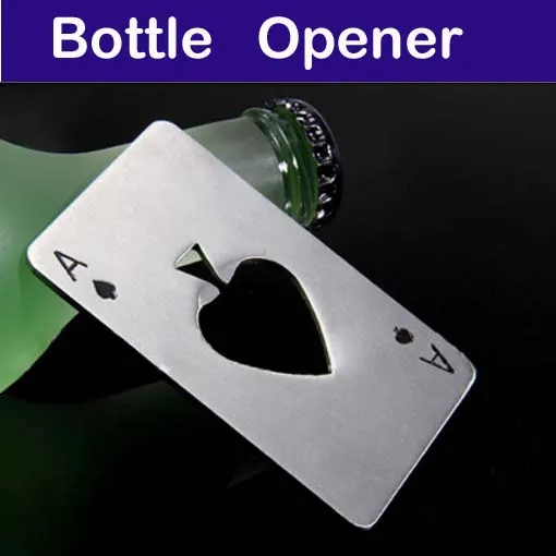 Stainless Steel Poker Card Beer Bottle Opener Free Shipping