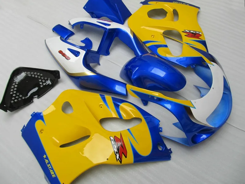 ABS full fairing kit for SUZUKI GSXR600 GSXR750 1996 1997 1998 1999 2000 GSXR 600 750 96-00 yellow white blue fairings set GB1