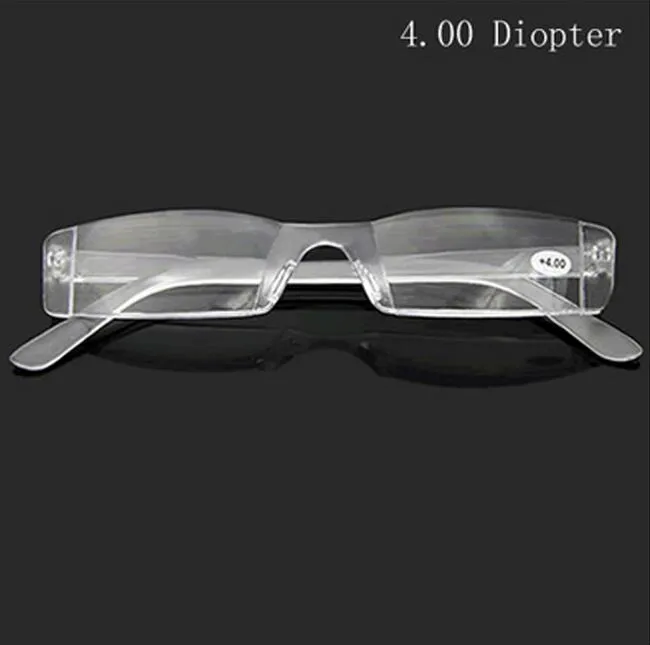 Fashion Portable White Reading Glasses Clear Rimless Eyeglasses Presbyopia 1.00-4.00 Diopter High quality reading glasses 