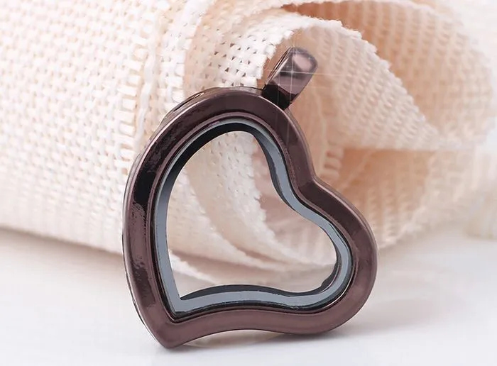 Wholesale Plain Heart Glass Floating Locket Pendant For Necklace Chain Making