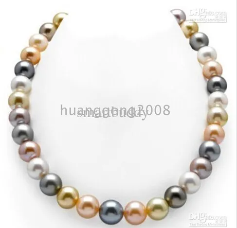 New Fine Pearl Jewelry set 9-10mm south sea multicolore collana di perle 18 '' orecchino braccialetto e anello 14K