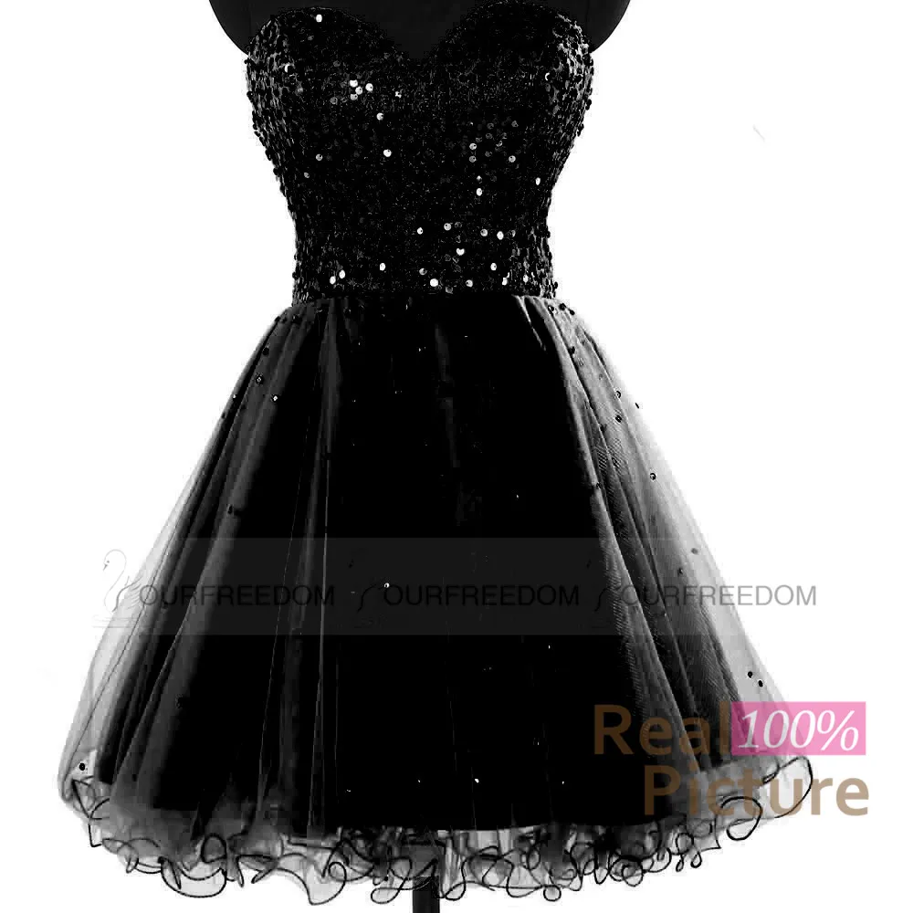 In Stock Cheap Homecoming Dresses Gold Black Blue White Pink Sequins Sweetheart A Line Short Cocktail Party Prom Gowns 100 Real I7621591
