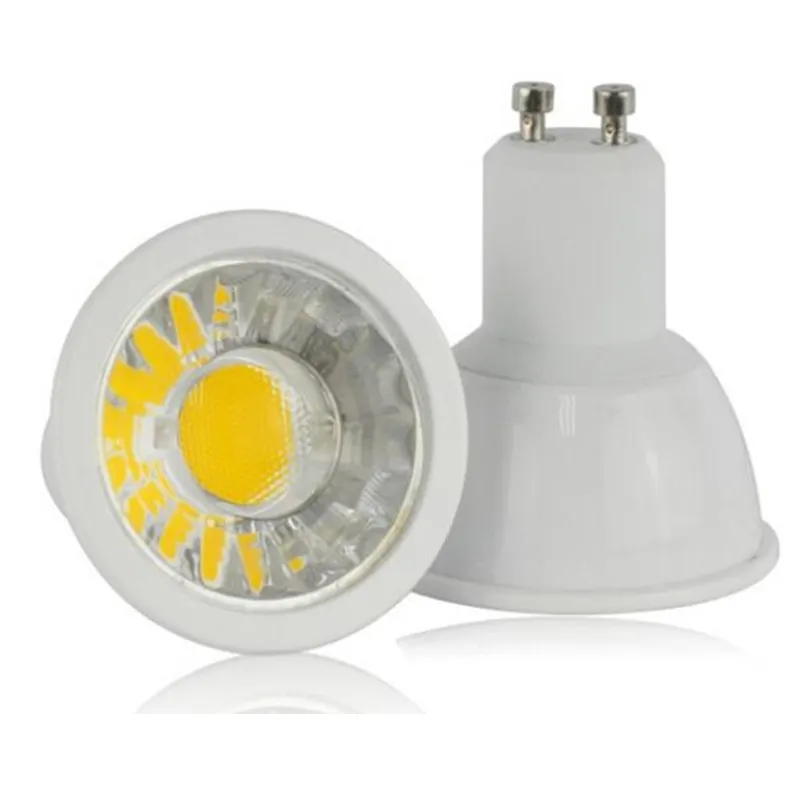 GU10 6W COB LED Spotlights Dimmable AC110-240V Plastic Aluminium House Spot Lights (Cold / Warm White Lamp) Gratis frakt 50pcs / Lot Lvd ul vde