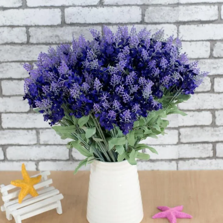 Lavande Bush Bouquet Simulation Soie Fleur Artificielle Lilas Violet Blanc Mariage/Maison G1223