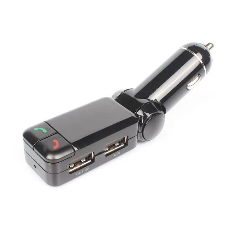 Mini car charger bluetooth handsfree with double USB charging port 5V/2A LCD U disk FM broadcast Mp3 AUX BC-06