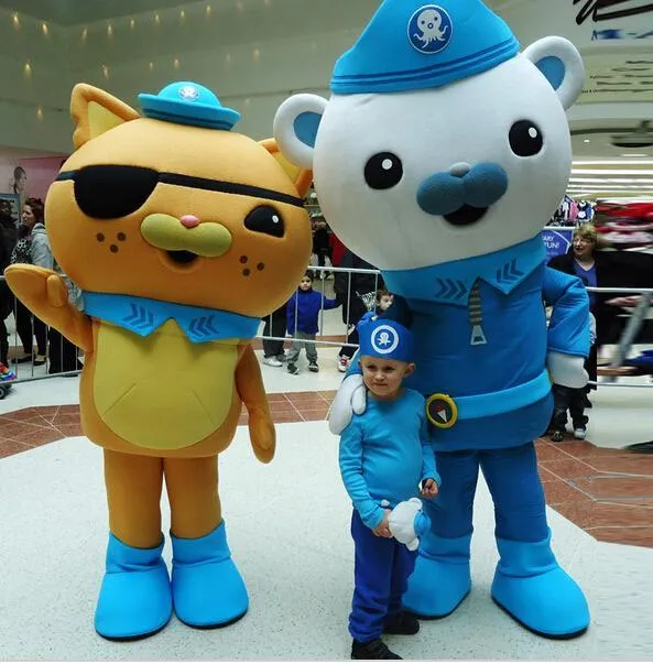2018 Heißer Verkauf lebendige Octonauts Film Captain Barnacles Kwazii Eisbär Polizei Maskottchen Kostüme Erwachsene Größe Kostenloser Versand Beste Qualität