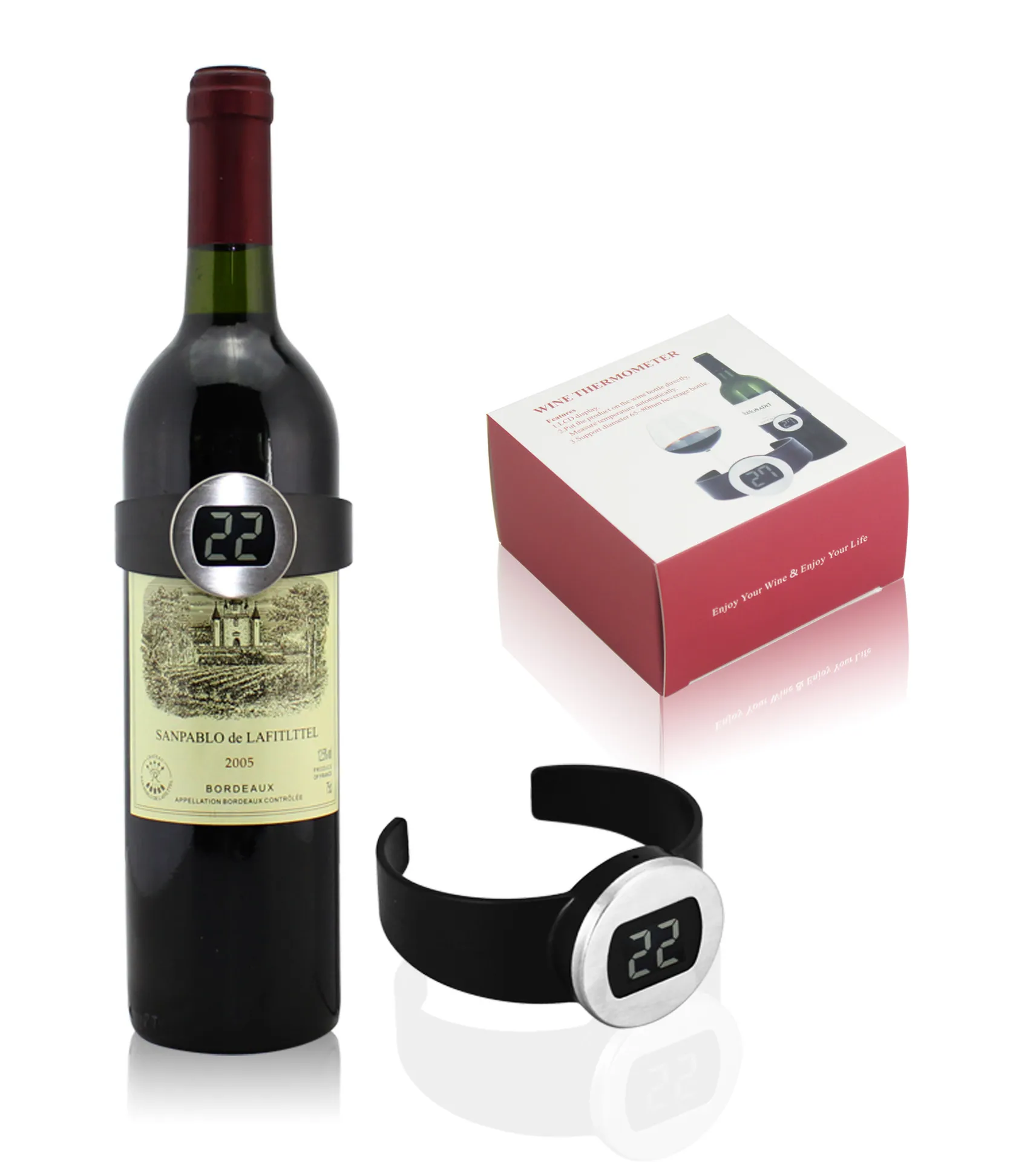 Wholesale - Digital Electronical LED Display RED Wine Bottle Thermometer Watch