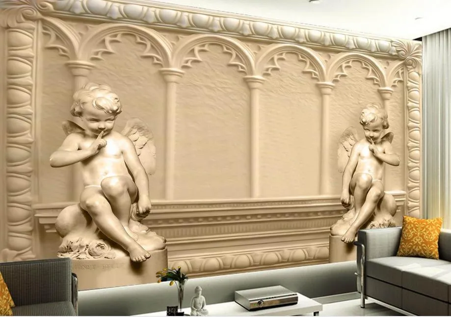 3D Stereoscopic Cupid relief Wall for room For Wall painting mural walls Living fantasy wallpaper 3d