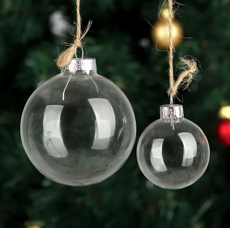 Ornements de boule de mariage Décoration de boules de verre de Noël de Noël Boules de Noël de 80 mm Boules de mariage en verre transparent Ornements de Noël de 3 