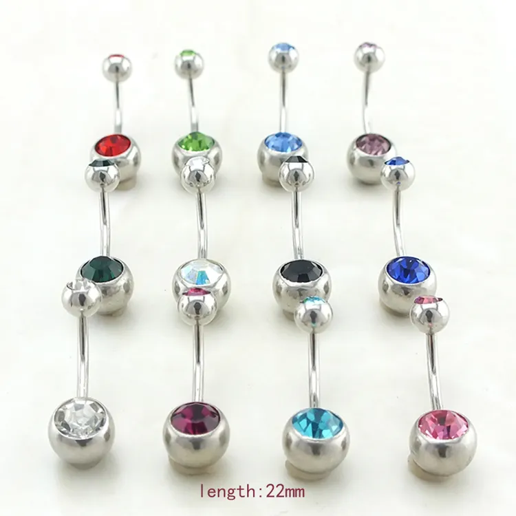 Hot Fashion Navel Bars Stainless Steel Crystal Ball Barbell Curved Belly Button Rings Body Piercing Jewelry