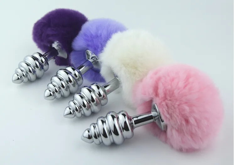 Metal Butt Anal Plug med Artificial Fur Tail Anal Toy Rabbit Tail Plug Women Sex Toys6930855