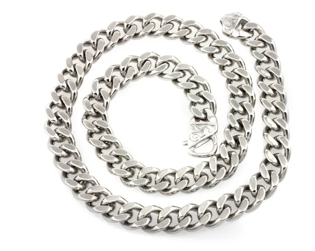 Huge chain 15mm 24'' Middle Eastern Men Jewelry Stainless Steel Cuban Curb Link-chain Necklace Silver Tone Heavy Husband319U