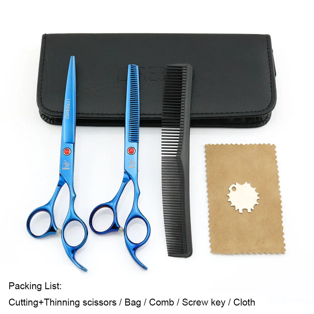 Hair scissors 7 INCH Cutting scissors Thinning shears 6.5 INCH LYREBIRD Blue Dog Grooming scissors NEW