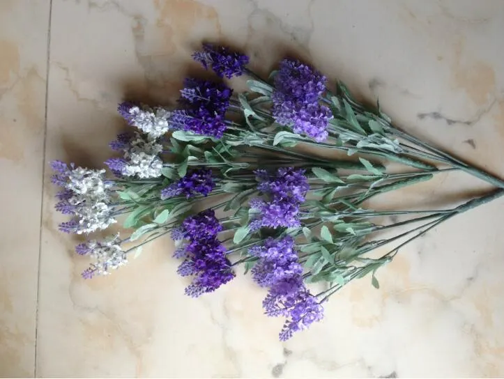 Cespuglio di lavanda Bouquet Simulazione Seta Fiore artificiale Lilla Viola Bianco Matrimonio / Casa G1223