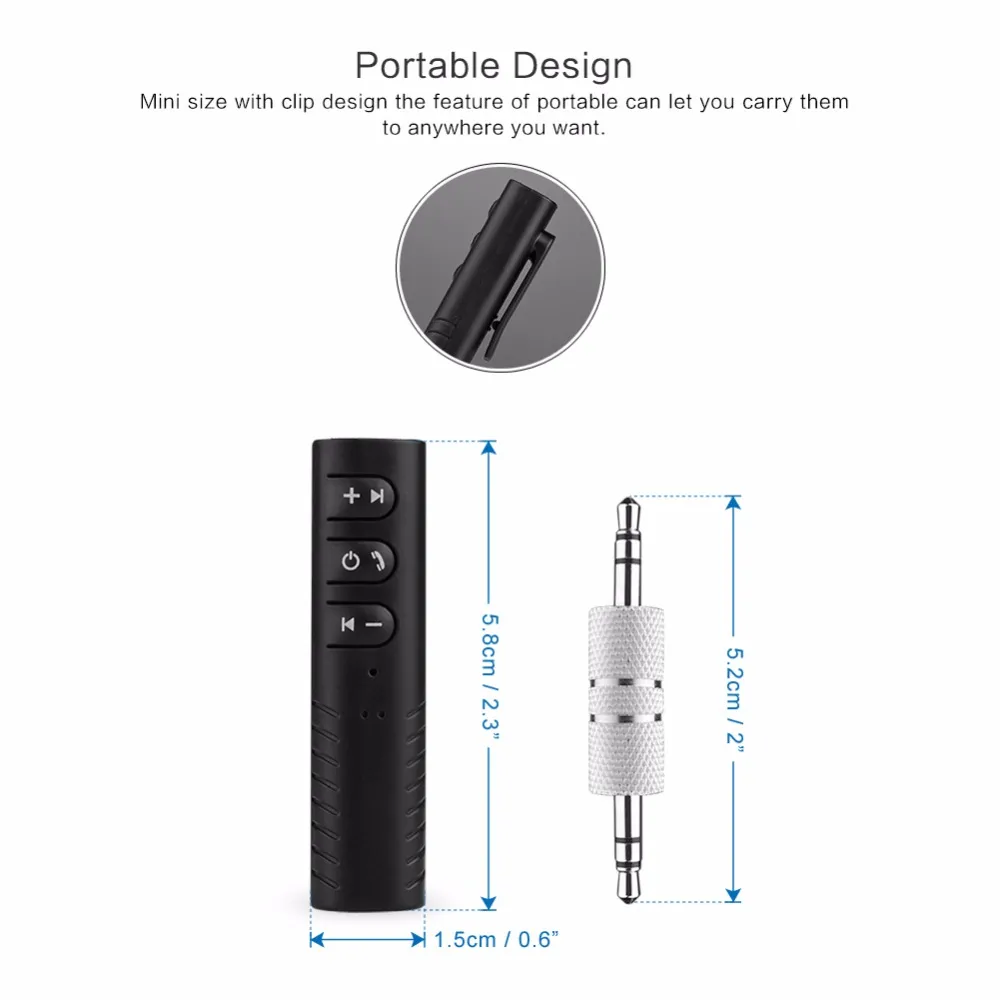 Universal 3.5mm jack Bluetooth Car Kit Hands free Music Audio Receiver Adapter Auto AUX Kit for Speaker Headphone Car Stereo