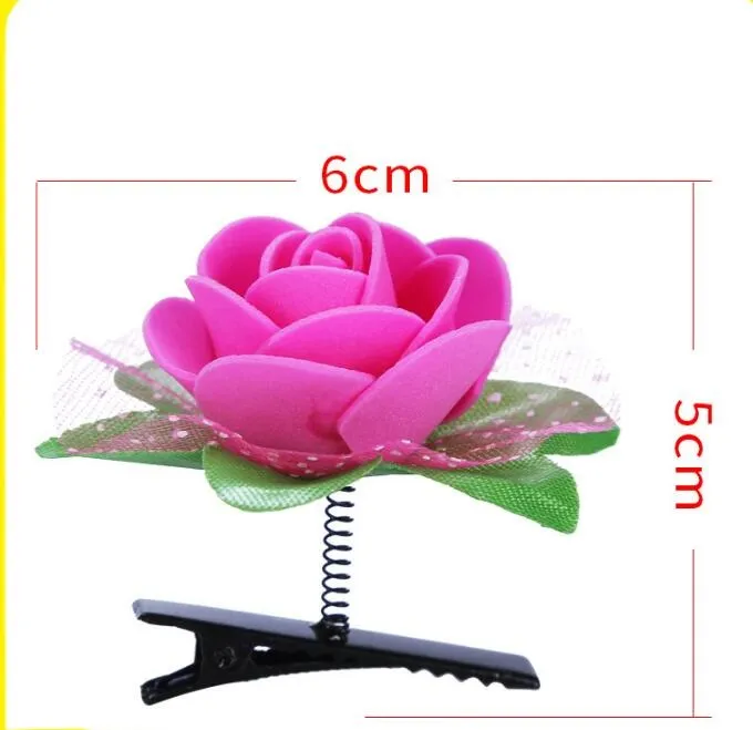 Carino ragazze perni di capelli Artifica rosa clip di capelli del merletto del fiore Spilla Fiori Artificiali Rose Accessori capelli decorazione di Natale bambino tornante