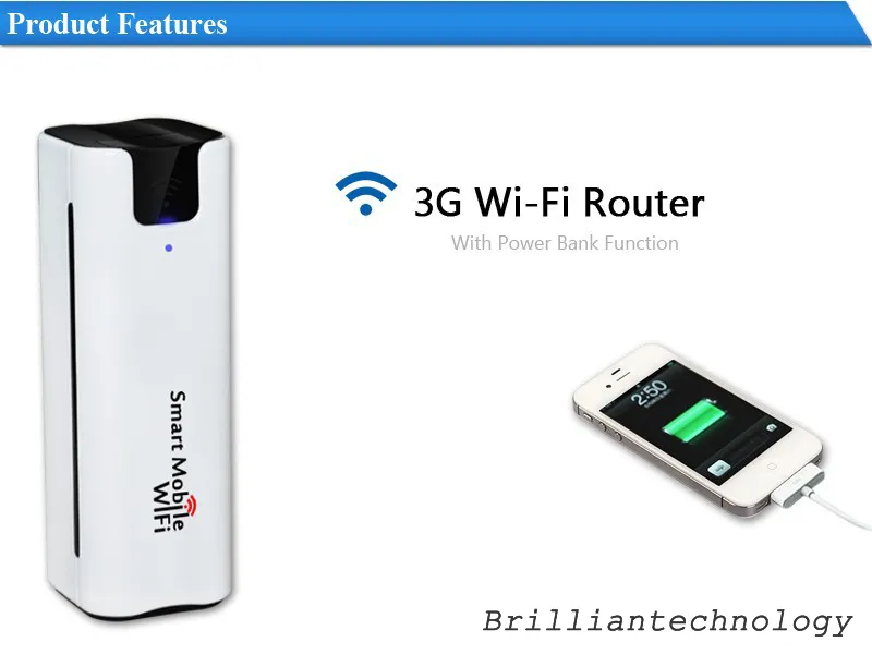 Smart Moblie WIFI 3G WiFi Router Mobile Pocket Portable Wielofunkcyjny Mini Wireless Power Bank Sim Card Slot 3G WiFi Router