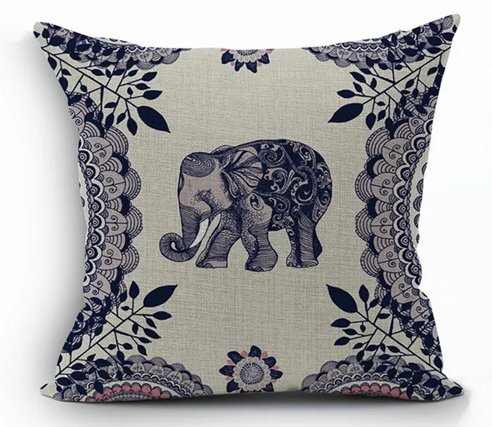Animal étnico capa de almofada de algodão de linho elefante lance fronha sofá funda cojin cojines home decor