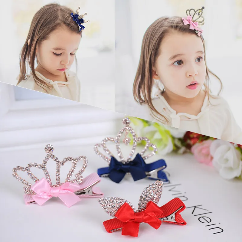 Kinder Haarschmuck Mode Baby Mädchen Spitze Kristall Krone Haarspangen Großhandel Einzelhandel Prinzessin Frisur Zubehör Clips Tiaras Schmuck