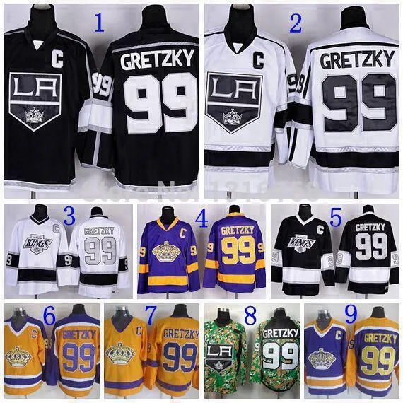 2015 Los Angeles #99 Wayne Jersey Black White Yellow Purple Camo La Kings Gretzky Old Style Jerseys