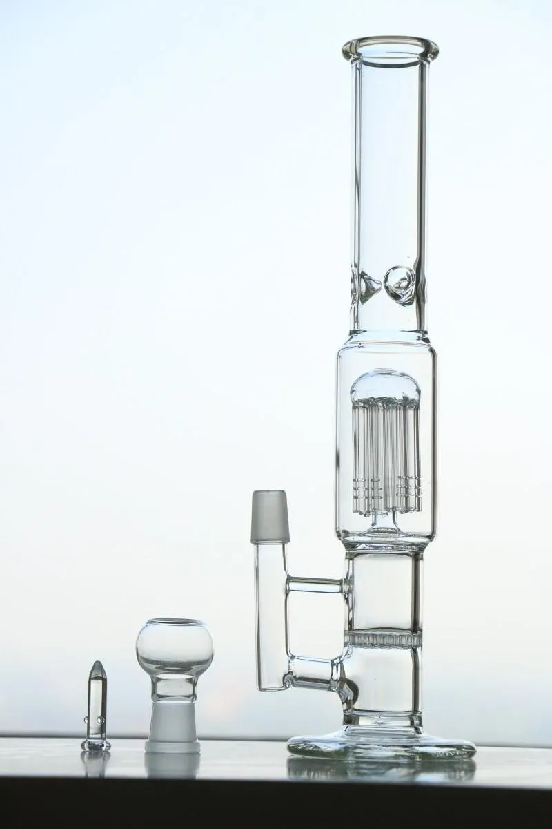 2020 Narguilés à deux fonctions Plates-formes pétrolières Bongs soufflés à la main Conduites d'eau Bubbler Oils Rigs Bongs en verre 34,5 cm Bong en verre 3 couleurs