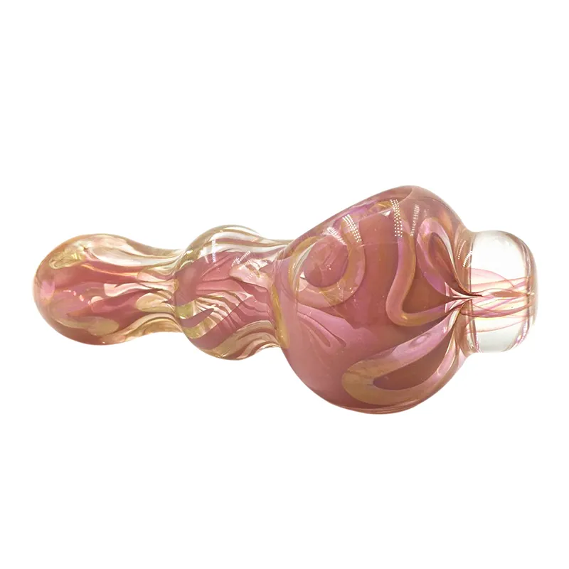 Pipe à cuillère fumée à rayures colorées de 4,7 pouces avec billes de verre, corps en anneau, pipe en verre de tabac pour fumer, pipe à main en verre