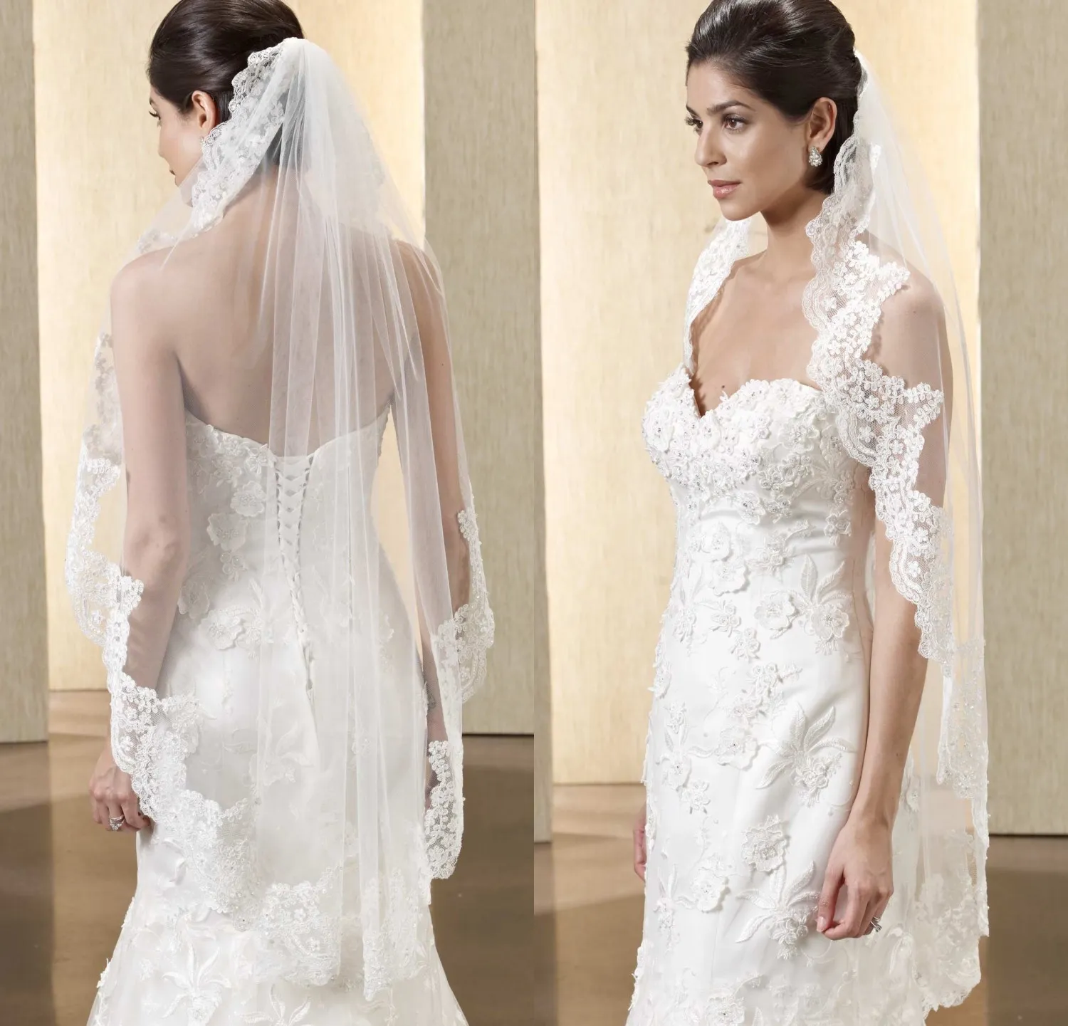 Hot Sell Bridal Veils 2015 From Eiffelbride With Embellished Lace ...