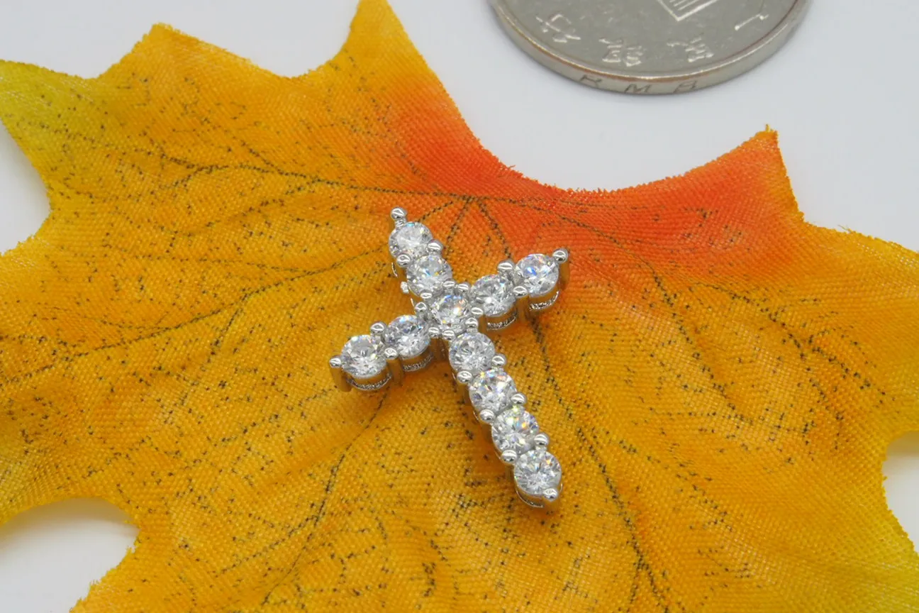 Collier pendentif croix en argent 925, argent sterling 925 avec cristal autrichien de luxe, colliers pendentif plaqués platine à 3 couches