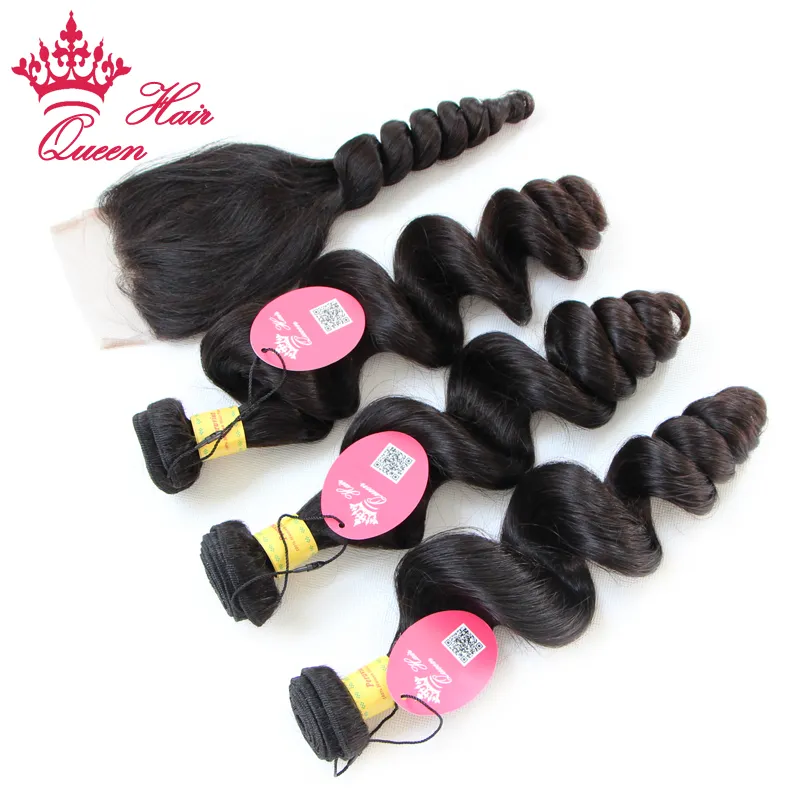 Queen Hair Products / Parti 100% Peruvian Virgin Hair Extensions Weft Human Loose Weave Bundlar med spetsslutning