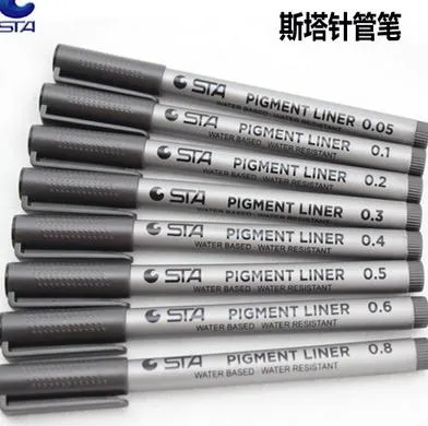 Sta Pigment Liner Boyama Tasarımları Kalemler Su Geçirmez Siyah Hook Hat Maker Kalem Yumuşak Uç Fırça Kalem Çizim Eskiz İğne 0 05mm0 8mm