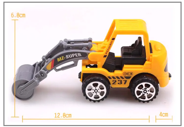 Mini Engineering Truck Model Toy, Tractor Shovel, Road Roller, Graafmachine, Crusher, Timber Grab Machine, 6 stijlen, Voor Kindergift Kid