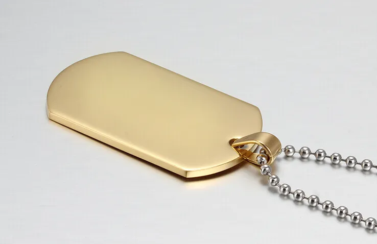 Stainless Steel Personalized Dog Tag Necklace 18K Gold Plated Military Dog Tag Engraved Custom Stamped Blanks Name Necklace