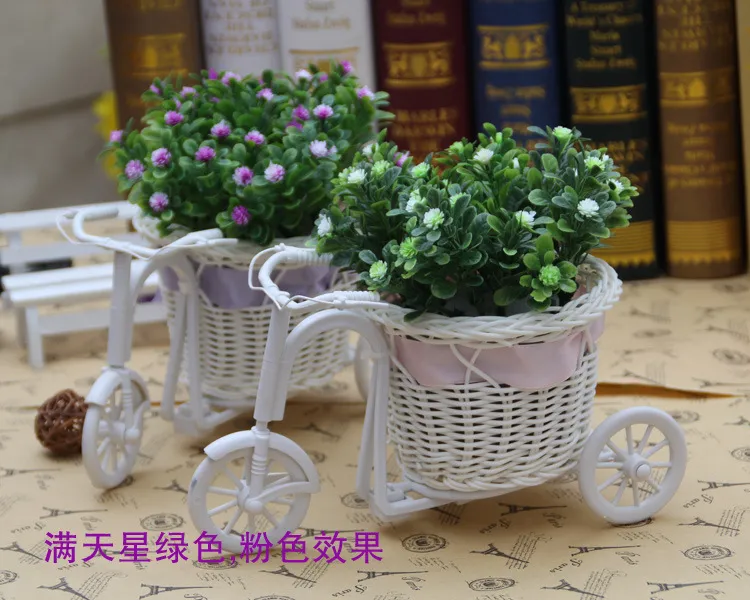 New Arrive Christmas Decorations White Tricycle Bike Design Flower Basket Storage Container Party Wedding 