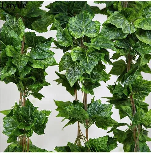 like real artificial Silk grape leaf garland faux vine Ivy Indoor /outdoor home decor wedding flower green christmas gift