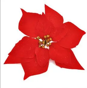 Artificial flowers poinsettia ,Christmas poinsettia flower heads silk flowers wholesale festival decoratiion flowers SF010