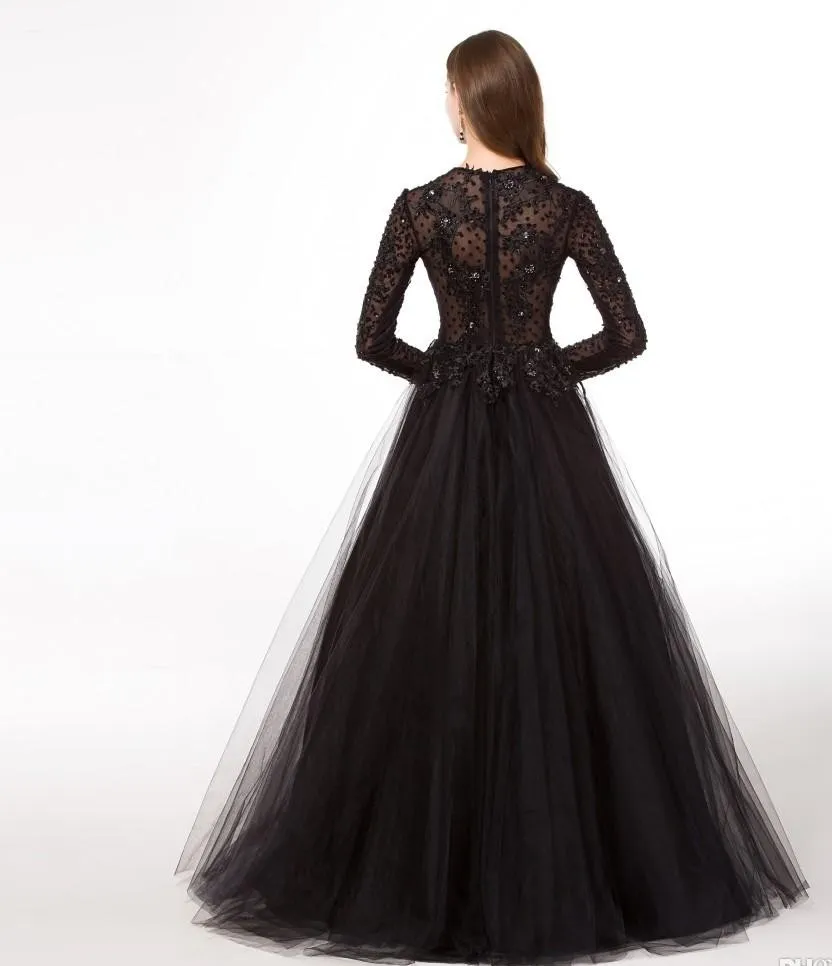 Черные вечерние платья 2019 года с длинным рукавом Новое прибытие.
