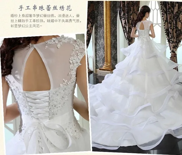 Lace Wedding Dresses A-Line Jewel Sleeveless With Sash Chapel Train Custom Made Bridal Gowns Dress for Church Garden