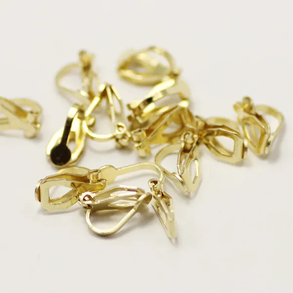 DIY EARRING Hitta grossistfabrik direkt värdefulla / guldfärg mässing örhängen komponent clip-on örhängen droppe frakt