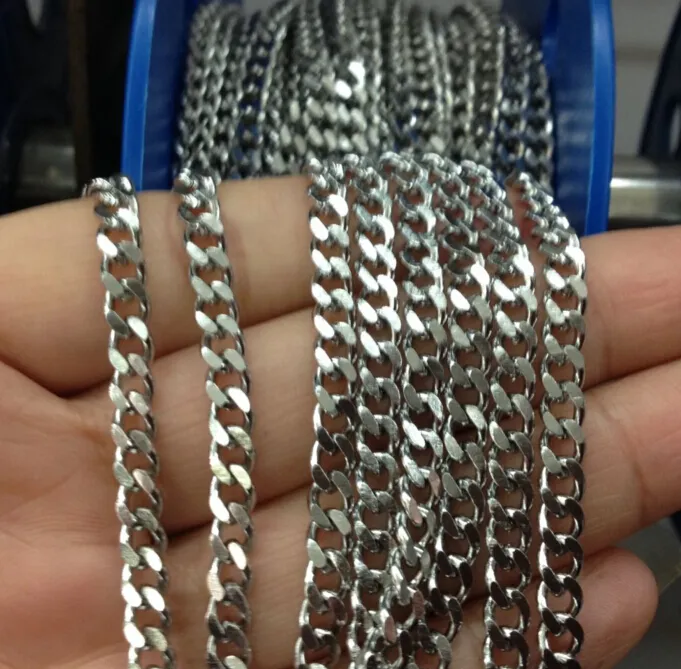 En vrac 5 mètre4.6mm de large nouveaux bijoux en acier inoxydable argent gourmette chaîne à maillons trouver/marquage collier à faire soi-même Bracelet