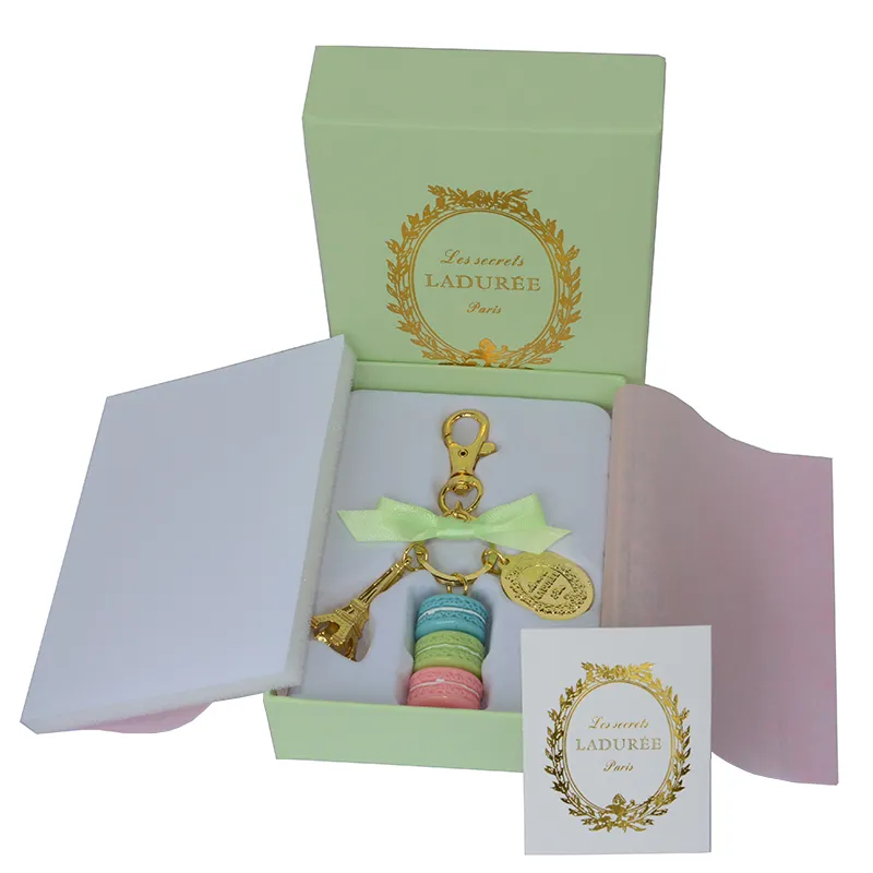 Liga Banhado a Ouro França LADUREE Macaroon Macaron Effiel Tower Chaveiro Moda Chaveiro Chaveiro bolsa pingente acessórios de moda w 2360