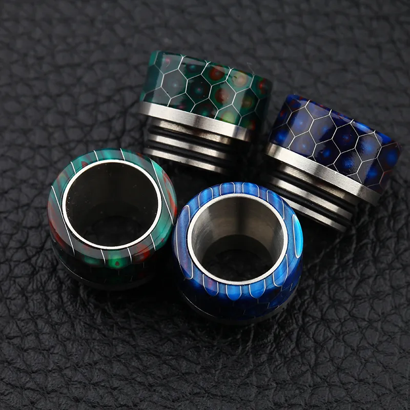 Snake Skin Grid Pattern 810 Thread Epoxy Resin Stainless Steel Drip Tips Wave Wide Bore SS Mouthpiece for TFV8 Prince Tank DHL