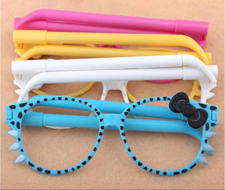 2015 حار مبيعات bowknot ليوبارد الحبوب القط نظارات قلم الإبداعية نظارات النمذجة قلم قلم الطفل القرطاسية 100 قطعة / الوحدة