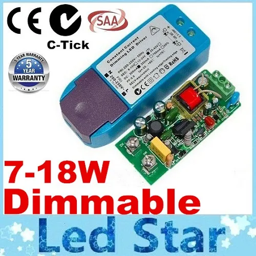 Австралия C-tick SAA CE + 7-18W постоянный ток Led Dimmable драйверы лучше всего подходит для Dimmable Led Downlights Led Panel Lights AC 90-140V / 200-250V